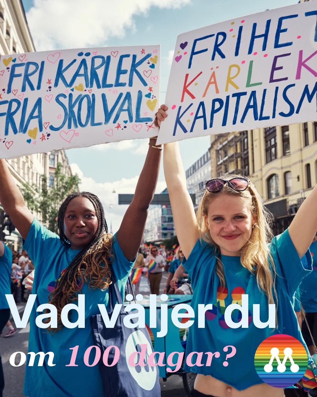 Idag är det 100 dagar kvar till valet.

Vi moderater tror på frihet framför förbud, arbete framför bidragsberoende och framtidstro framför uppgivenhet. Vi tror på ett Sverige där fler människor får möjlighet att forma sina egna liv, där tryggheten stärks och där den som anstränger sig också ska få behålla mer av frukterna av sitt arbete.

Valet handlar inte bara om de kommande fyra åren. Det handlar om vilket Sverige vi lämnar vidare till nästa generation.

Nu börjar slutspurten. Om 100 dagar avgörs framtiden.