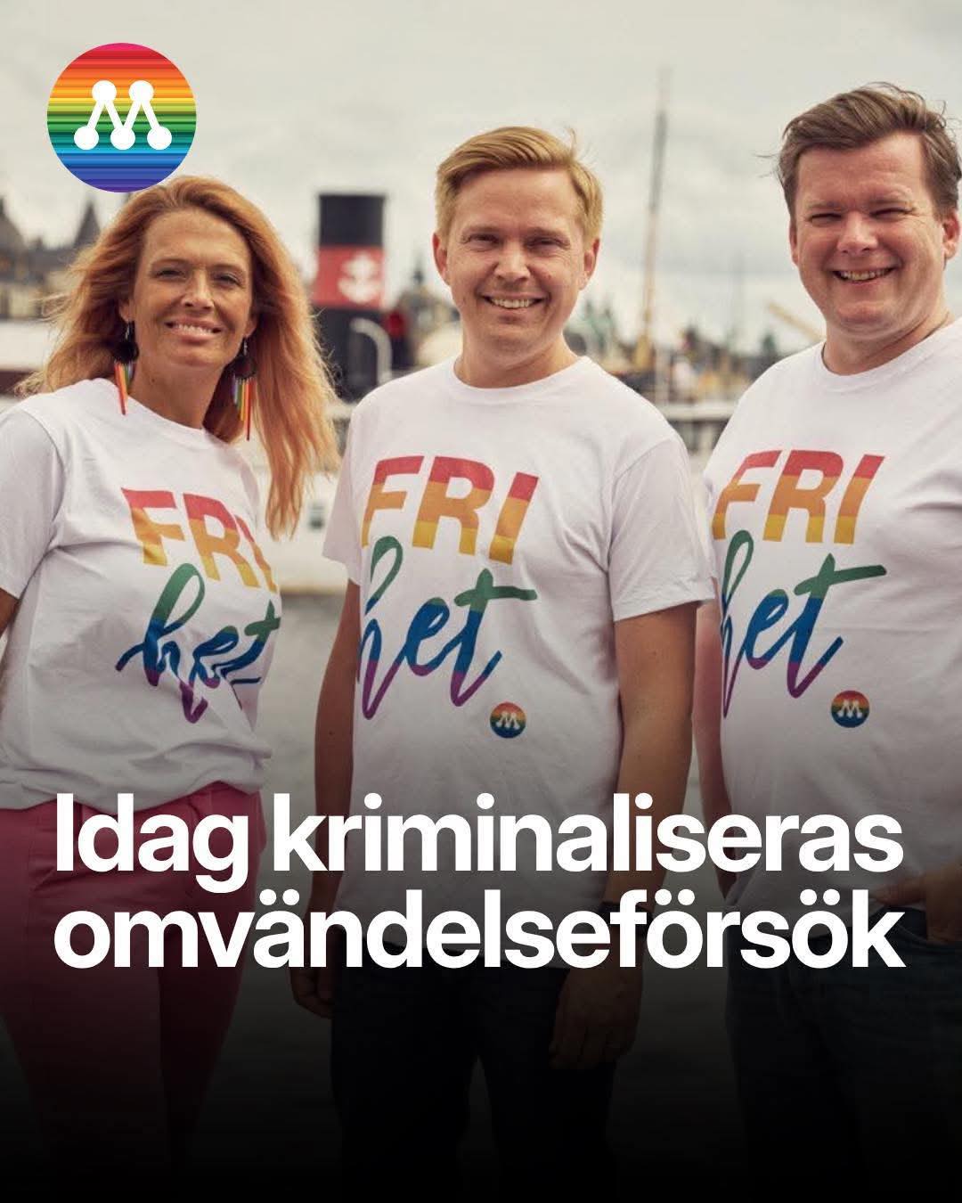 I dag tar Sverige ett viktigt steg för friheten. 🏳️‍🌈

Psykiskt våld blir ett eget brott. Det innebär också att omvändelseförsök som bygger på upprepade kränkningar, hot, tvång eller övervakning kan leda till straff.

Ingen ska pressas, kontrolleras eller brytas ned för att förändra sin sexuella läggning eller könsidentitet. Ingen ska behöva gömma vem den är för att bli accepterad av sin familj, församling eller omgivning.

Friheten att vara sig själv är inte förhandlingsbar.

Öppna Moderater har länge arbetat mot omvändelseförsök. I dag stärks skyddet för hbtqi-personer – och rättsväsendet får bättre verktyg mot dem som använder förtryck för att försöka förändra en annan människa. 💙